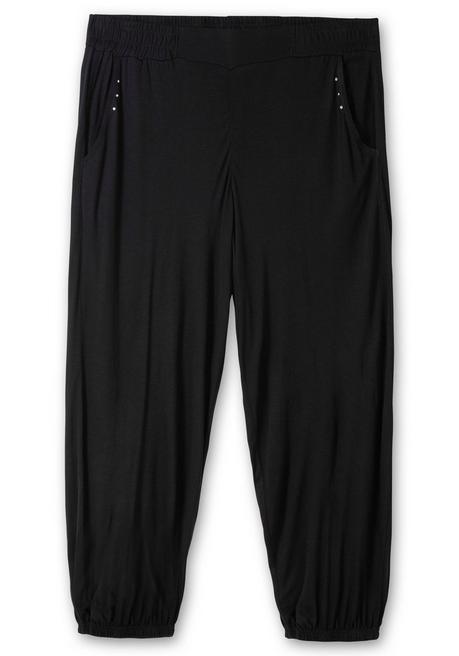 Sheego 7/8-Jerseyhose Mit Nieten Und Gummizugbund - Schwarz Sheego