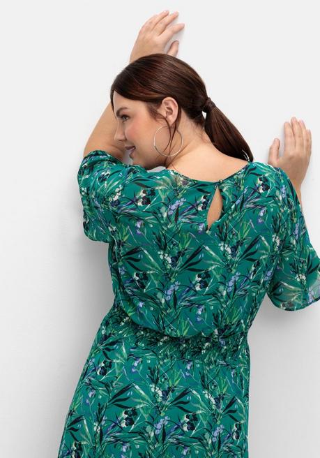 Sheego Abendkleid Aus Chiffon, Mit Unterkleid - Smaragd Sheego