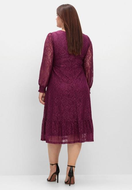 Sheego By Joe Browns Abendkleid Aus Elastischer Spitze, Mit Unterkleid - Brombeer Sheego