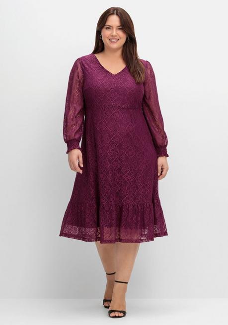 Sheego By Joe Browns Abendkleid Aus Elastischer Spitze, Mit Unterkleid - Brombeer Sheego