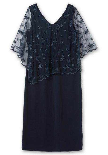 Sheego Abendkleid Im Lagenlook, Mit Mesh Und Spitze - Nachtblau Sheego