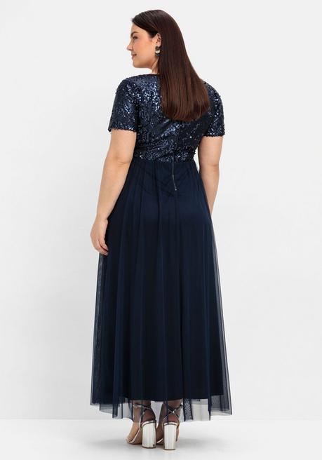 Sheego Abendkleid In A-Linie, Mit Pailletten - Marine Sheego