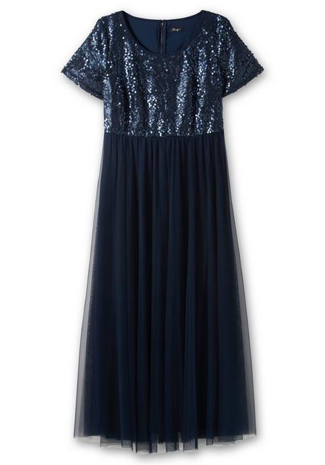 Sheego Abendkleid In A-Linie, Mit Pailletten - Marine Sheego