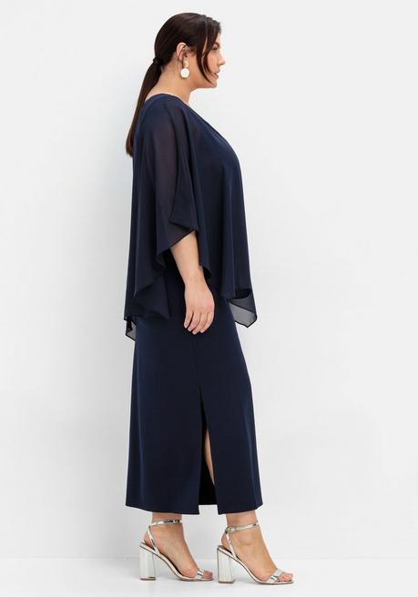 Sheego Abendkleid In A-Linie Mit Weiten Fledermausärmeln - Marine Sheego