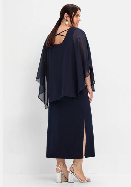 Sheego Abendkleid In A-Linie Mit Weiten Fledermausärmeln - Marine Sheego
