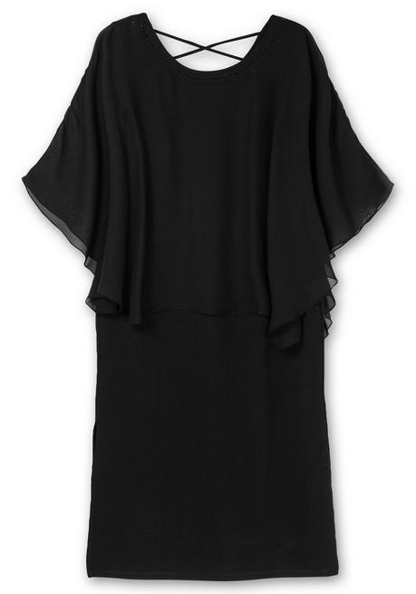 Sheego Abendkleid In A-Linie Mit Weiten Fledermausärmeln - Schwarz Sheego