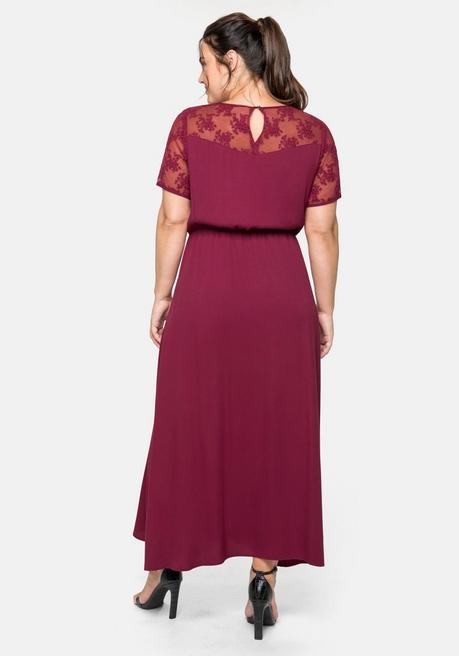 Sheego Abendkleid In Maxilänge, Mit Transparenter Spitze - Himbeere Sheego