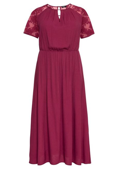 Sheego Abendkleid In Maxilänge, Mit Transparenter Spitze - Himbeere Sheego