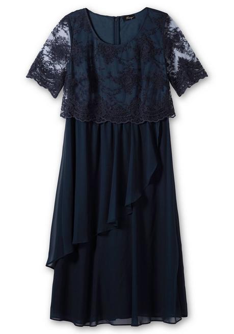 Sheego Abendkleid Mit Besticktem Mesh-Oberteil - Nachtblau Sheego