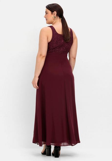 Sheego Abendkleid Mit Floraler Spitze - Aubergine Sheego