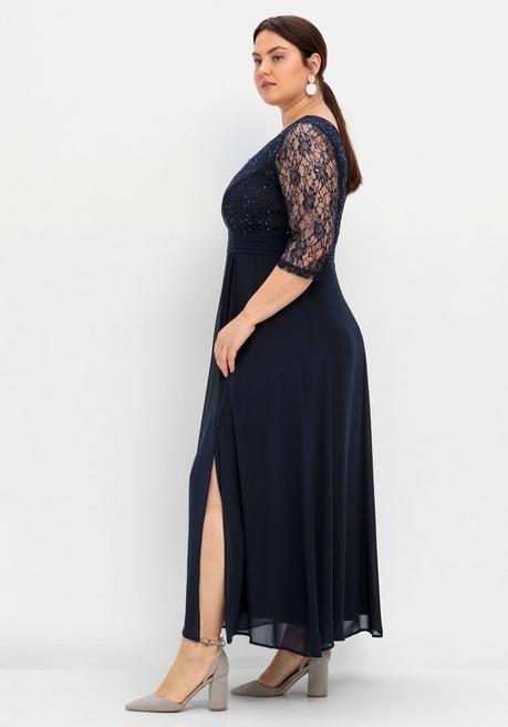 Sheego Abendkleid Mit Floraler Spitze - Marine Sheego