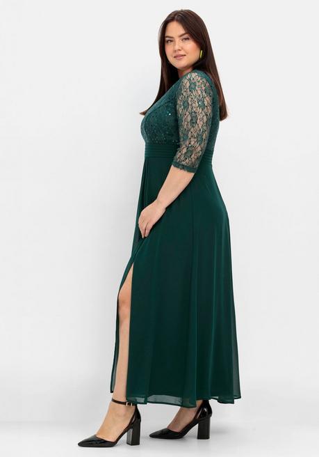 Sheego Abendkleid Mit Floraler Spitze - Tiefgrün Sheego