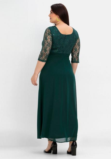 Sheego Abendkleid Mit Floraler Spitze - Tiefgrün Sheego