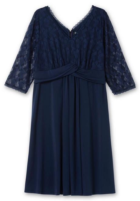 Sheego Abendkleid Mit Floraler Spitze Und Zier-Knotendetail - Marine Sheego