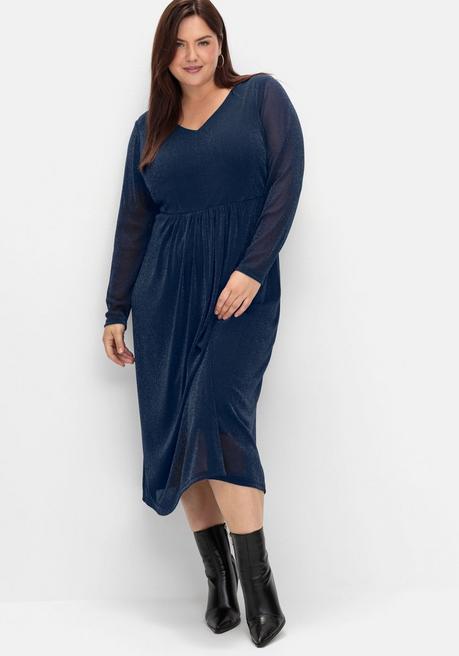 Sheego Abendkleid Mit Mesh Und Effektgarn - Saphir Sheego