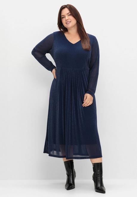 sheego Abendkleid mit Mesh und Effektgarn - saphir sheego sheego Abendkleid mit Mesh und Effektgarn - saphir sheego