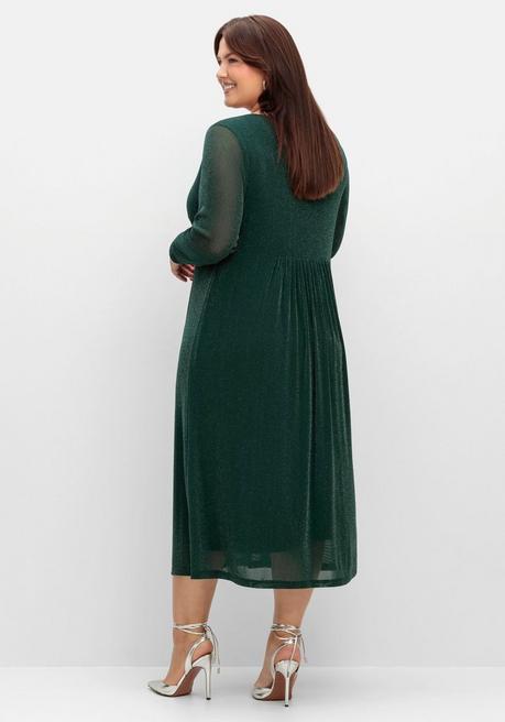 Sheego Abendkleid Mit Mesh Und Effektgarn - Tiefgrün Sheego