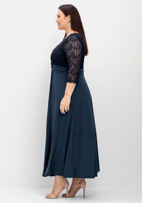 Sheego Abendkleid Mit Oberteil Aus Floraler Spitze - Nachtblau Sheego