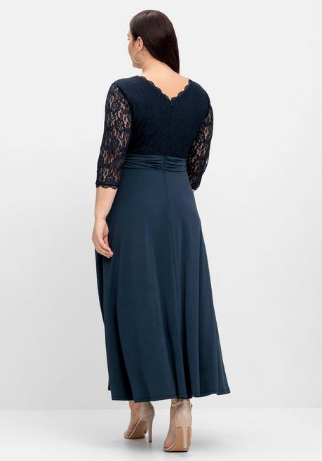 Sheego Abendkleid Mit Oberteil Aus Floraler Spitze - Nachtblau Sheego