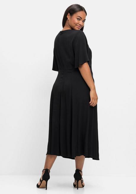 Sheego Abendkleid Mit Pailletten Am V-Ausschnitt - Schwarz Sheego