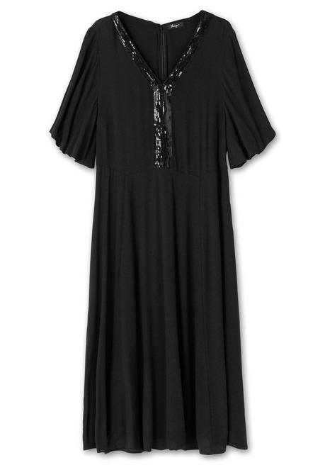 Sheego Abendkleid Mit Pailletten Am V-Ausschnitt - Schwarz Sheego