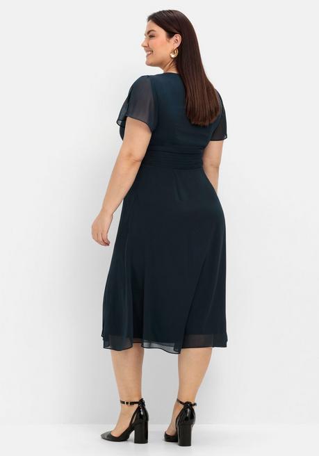Sheego Abendkleid Mit Schmuckbrosche - Dunkelblau Sheego