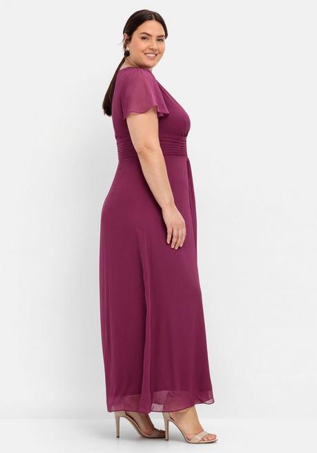 Sheego Abendkleid Mit Schmuckbrosche, In A-Linie - Beere Sheego