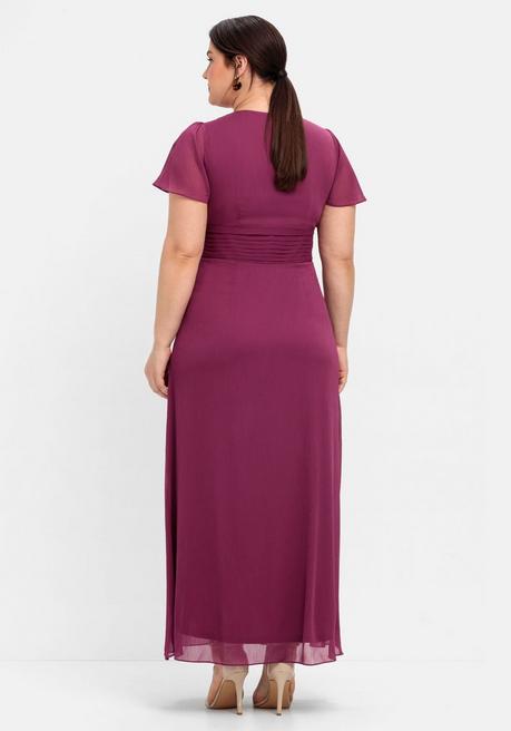 Sheego Abendkleid Mit Schmuckbrosche, In A-Linie - Beere Sheego