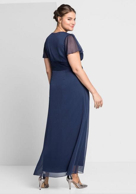 Sheego Abendkleid Mit Schmuckbrosche, In A-Linie - Marine Sheego