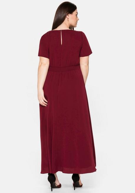 Sheego Abendkleid Mit Schmucksteinen Am Ausschnitt - Weinrot Sheego
