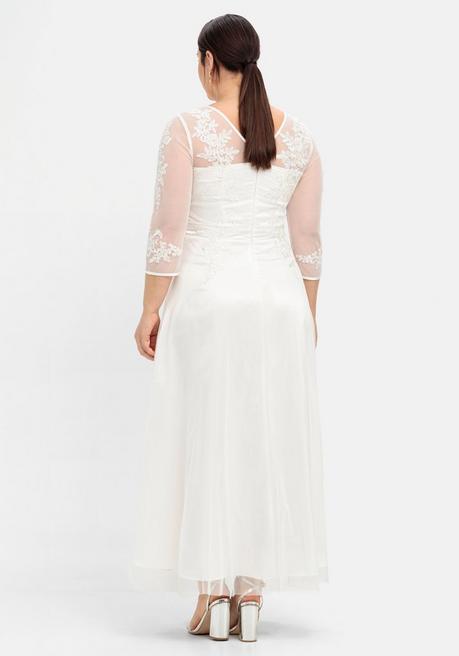 Sheego Abendkleid Mit Spitzenapplikationen In Corsagenoptik - Offwhite Sheego