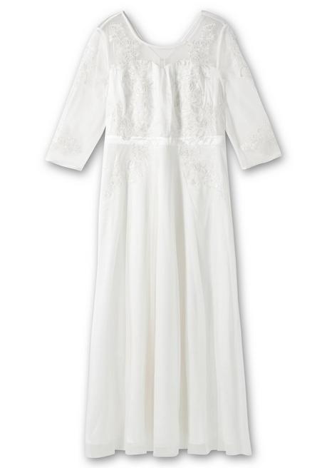 Sheego Abendkleid Mit Spitzenapplikationen In Corsagenoptik - Offwhite Sheego