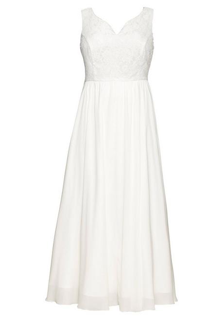 Sheego Abendkleid Mit Spitzenoberteil Und Chiffonrock - Offwhite Sheego