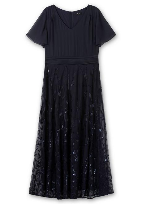 Sheego Abendkleid Mit Stickerei Und Pailletten Am Rock - Tiefblau Sheego