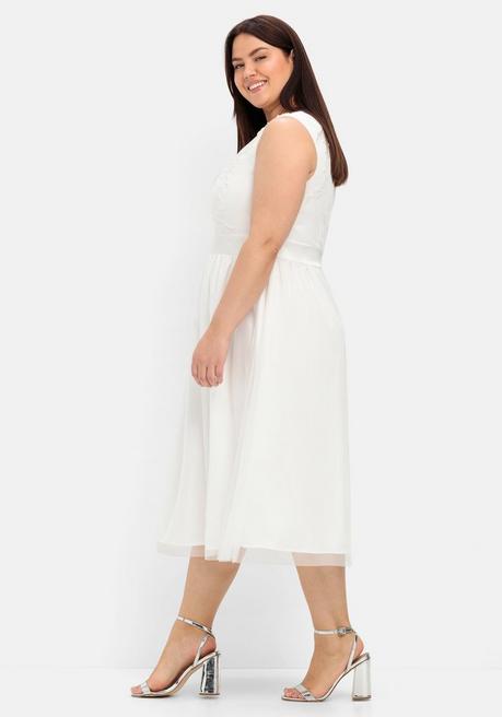Sheego Abendkleid Mit Stickerei Und Perlen - Offwhite Sheego