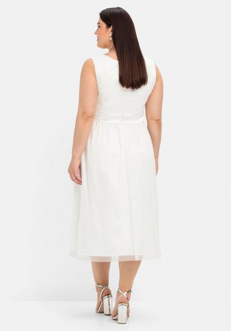Sheego Abendkleid Mit Stickerei Und Perlen - Offwhite Sheego