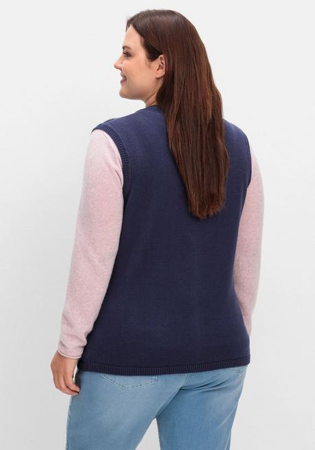 Sheego Ärmellose Strickweste Mit Reißverschluss - Nachtblau Sheego