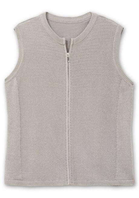 Sheego Ärmellose Strickweste Mit Reißverschluss - Steingrau Sheego