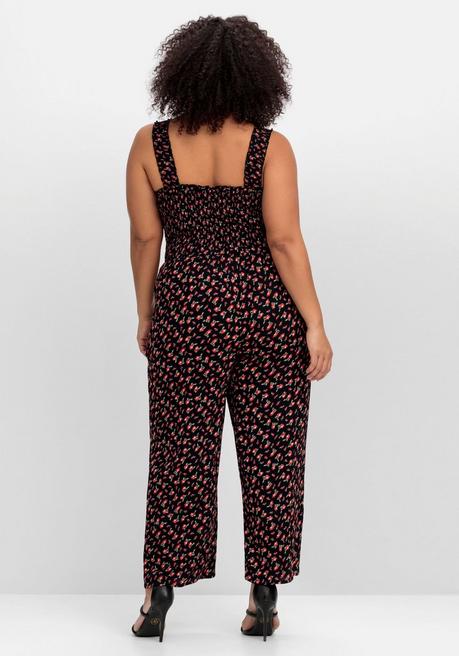 Sheego By Joe Browns Ärmelloser Overall Mit Blümchendruck Und Weitem Bein - Schwarz Gemustert Sheego
