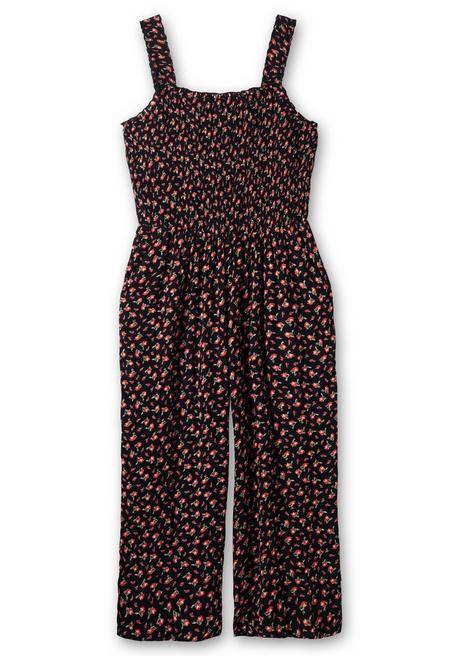 Sheego By Joe Browns Ärmelloser Overall Mit Blümchendruck Und Weitem Bein - Schwarz Gemustert Sheego