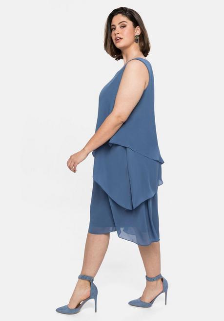 Sheego Ärmelloses Cocktailkleid Im Lagenlook - Rauchblau Sheego