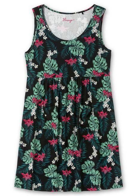 Sheego Ärmelloses Jerseykleid Mit Fronttaschen - Schwarz Gemustert Sheego