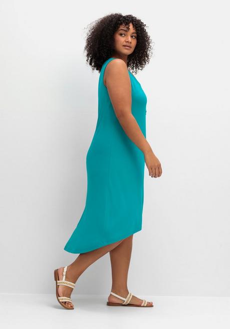 Sheego Ärmelloses Jerseykleid Mit Kurzer Knopfleiste - Meeresfarben Sheego