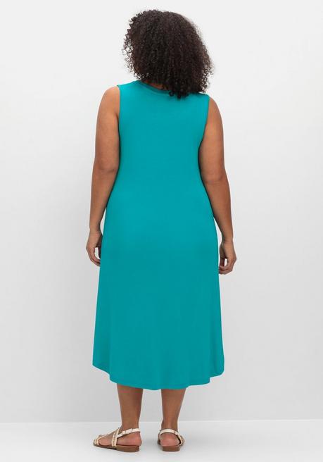Sheego Ärmelloses Jerseykleid Mit Kurzer Knopfleiste - Meeresfarben Sheego