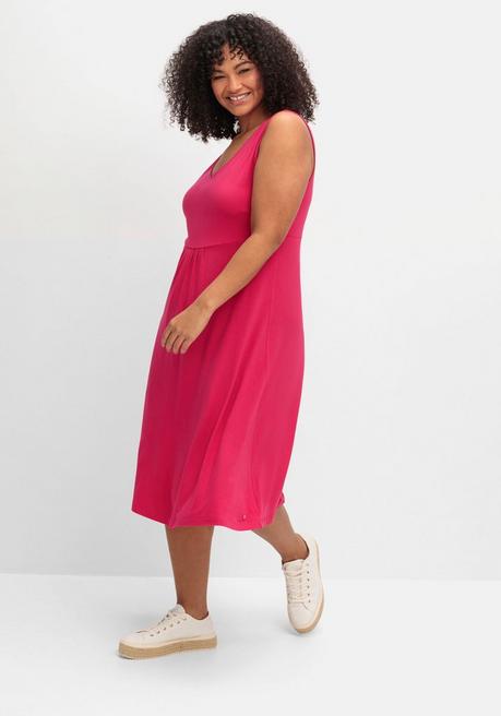 Sheego Ärmelloses Jerseykleid Mit Raffung Vorn - Orchidee Sheego