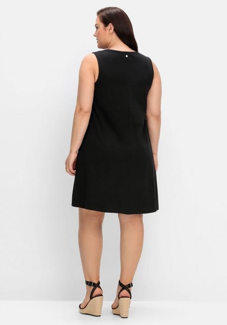 Sheego Ärmelloses Jerseykleid Mit Taschen, In A-Linie - Schwarz Sheego