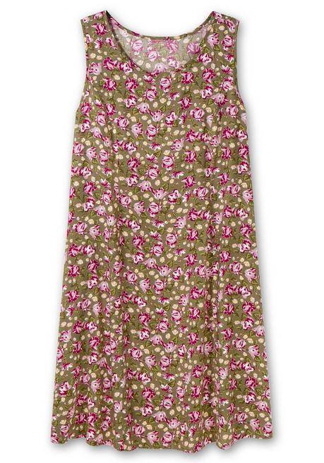 Sheego Ärmelloses Kleid Mit Blumenprint - Khaki Gemustert Sheego