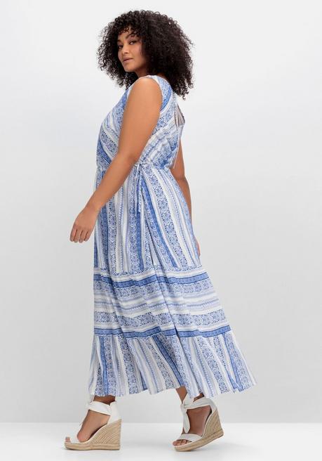 Sheego By Joe Browns Ärmelloses Maxikleid Mit Alloverdruck - Blau Gemustert Sheego