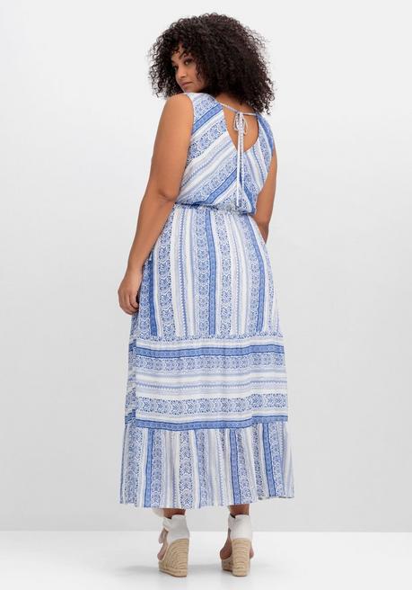 Sheego By Joe Browns Ärmelloses Maxikleid Mit Alloverdruck - Blau Gemustert Sheego