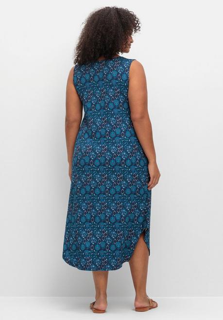Sheego Ärmelloses Midi-Jerseykleid Mit Ornamentprint - Marine Gemustert Sheego